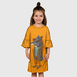 Платье клеш для девочки Хитрый лис в плаще, цвет: 3D-принт — фото 2