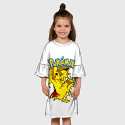 Платье клеш для девочки Пикачу злой Pokemon, цвет: 3D-принт — фото 2