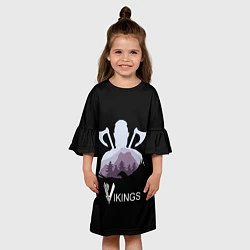 Платье клеш для девочки Зов Викинга, цвет: 3D-принт — фото 2