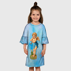 Платье клеш для девочки День влюбленных : Ангел, цвет: 3D-принт — фото 2