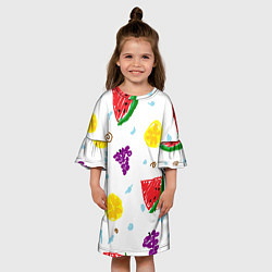 Платье клеш для девочки Пиксельные фрукты, цвет: 3D-принт — фото 2