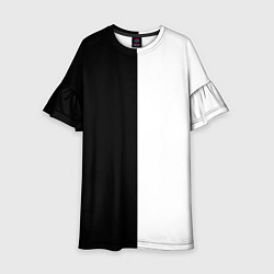 Платье клеш для девочки Black and white чб, цвет: 3D-принт
