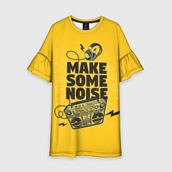 Платье клеш для девочки Make Some Noise музыка, цвет: 3D-принт