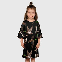 Платье клеш для девочки Утки паттерн, цвет: 3D-принт — фото 2