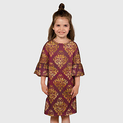 Платье клеш для девочки Классические золотые узоры, цвет: 3D-принт — фото 2