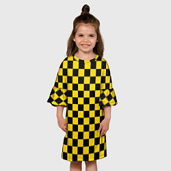 Платье клеш для девочки Такси Шахматные Клетки, цвет: 3D-принт — фото 2