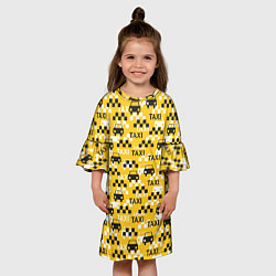 Платье клеш для девочки Такси Taxi, цвет: 3D-принт — фото 2