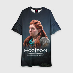 Платье клеш для девочки Элой Aloy Horizon Forbidden West, цвет: 3D-принт