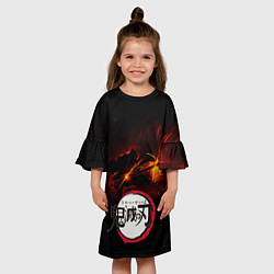 Платье клеш для девочки Zenitsu Agatsuma Убийца демонов, цвет: 3D-принт — фото 2