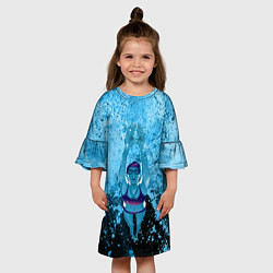 Платье клеш для девочки Спортивное плавание Голубая вода, цвет: 3D-принт — фото 2