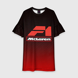 Платье клеш для девочки F1 McLaren Red carbone, цвет: 3D-принт