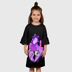 Платье клеш для девочки Шинобу Кочо силуэт Клинок рассекающего демонов, цвет: 3D-принт — фото 2