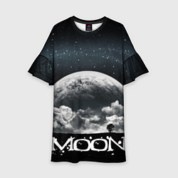 Платье клеш для девочки Moon - луна 3d, цвет: 3D-принт