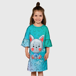 Платье клеш для девочки Серый маленький волк, цвет: 3D-принт — фото 2