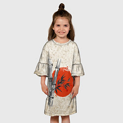 Платье клеш для девочки Закат Бамбук, цвет: 3D-принт — фото 2