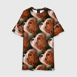 Платье клеш для девочки Бульдог паттерн, цвет: 3D-принт