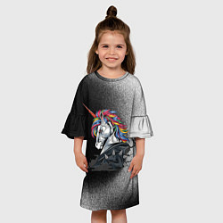 Платье клеш для девочки Брутальный единорог, цвет: 3D-принт — фото 2