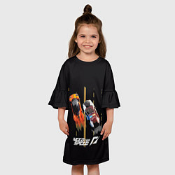 Платье клеш для девочки NFS гонки, цвет: 3D-принт — фото 2
