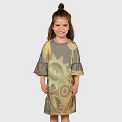 Платье клеш для девочки Механизмы паровой машины, цвет: 3D-принт — фото 2