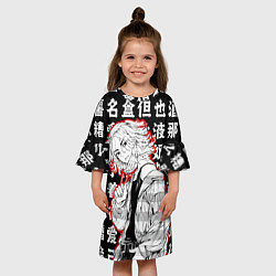 Платье клеш для девочки Майки и иероглифы Токийские мстители, цвет: 3D-принт — фото 2