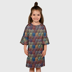 Платье клеш для девочки Разноцветные Кубические Узоры, цвет: 3D-принт — фото 2