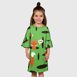 Платье клеш для девочки Лисичка в норке, цвет: 3D-принт — фото 2
