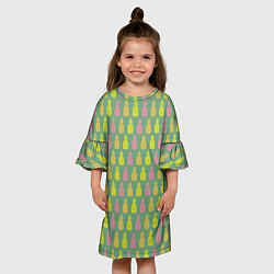 Платье клеш для девочки Шествие ананасов, цвет: 3D-принт — фото 2