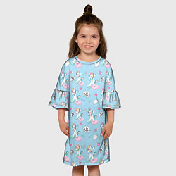 Платье клеш для девочки Dab Единороги, цвет: 3D-принт — фото 2