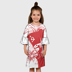 Платье клеш для девочки Знамя Победы - Рейхстаг, цвет: 3D-принт — фото 2