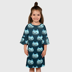 Платье клеш для девочки Мордочки котов с эффектом 3d Паттерн, цвет: 3D-принт — фото 2