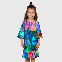 Платье клеш для девочки Красочный цветочный паттерн, цвет: 3D-принт — фото 2