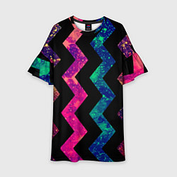 Платье клеш для девочки Геометрический паттерн Neon, цвет: 3D-принт