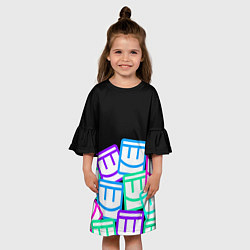 Платье клеш для девочки Разноцветные лого REC ROOM, цвет: 3D-принт — фото 2