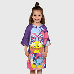 Платье клеш для девочки Лалафанфан в сиреневых волнах, цвет: 3D-принт — фото 2