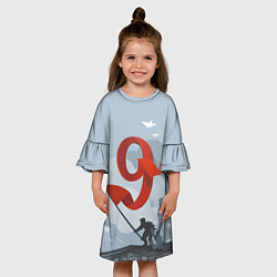 Платье клеш для девочки Знамя ДЕНЬ ПОБЕДЫ, цвет: 3D-принт — фото 2