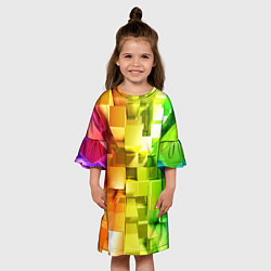 Платье клеш для девочки Геометрический паттерн 3D Neon, цвет: 3D-принт — фото 2