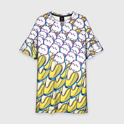 Платье клеш для девочки Котики и бананы Паттерн Лето, цвет: 3D-принт