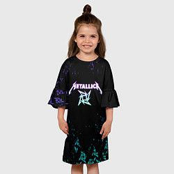 Платье клеш для девочки Metallica металлика neon, цвет: 3D-принт — фото 2