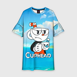 Платье клеш для девочки Cuphead сердитая чашечка, цвет: 3D-принт