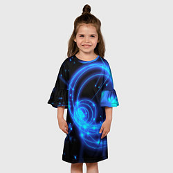 Платье клеш для девочки Неоновый космос Neon space, цвет: 3D-принт — фото 2