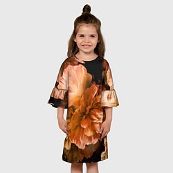 Платье клеш для девочки Цветы Пионы, цвет: 3D-принт — фото 2