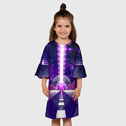 Платье клеш для девочки Vaporwave Neon Space, цвет: 3D-принт — фото 2