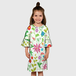 Платье клеш для девочки Поле полевых цветов, цвет: 3D-принт — фото 2