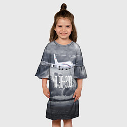 Платье клеш для девочки Пассажирский самолет Ил 96-300, цвет: 3D-принт — фото 2