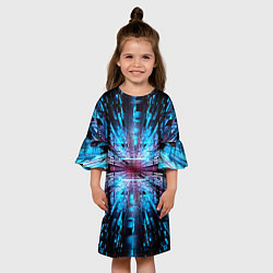 Платье клеш для девочки Неоновый информационный голограммный туннель, цвет: 3D-принт — фото 2