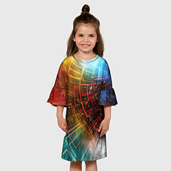 Платье клеш для девочки Portal - Neon Space - туннель из энергетических па, цвет: 3D-принт — фото 2