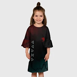 Платье клеш для девочки The witcher Волк Черные Молнии, цвет: 3D-принт — фото 2