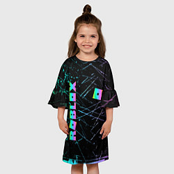 Платье клеш для девочки ROBLOX неоновый логотип, цвет: 3D-принт — фото 2