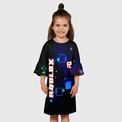 Платье клеш для девочки ROBLOX неоновые кубики, цвет: 3D-принт — фото 2
