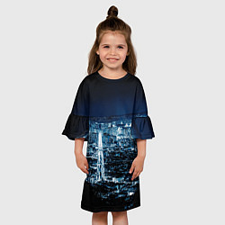 Платье клеш для девочки Ночной город night city, цвет: 3D-принт — фото 2